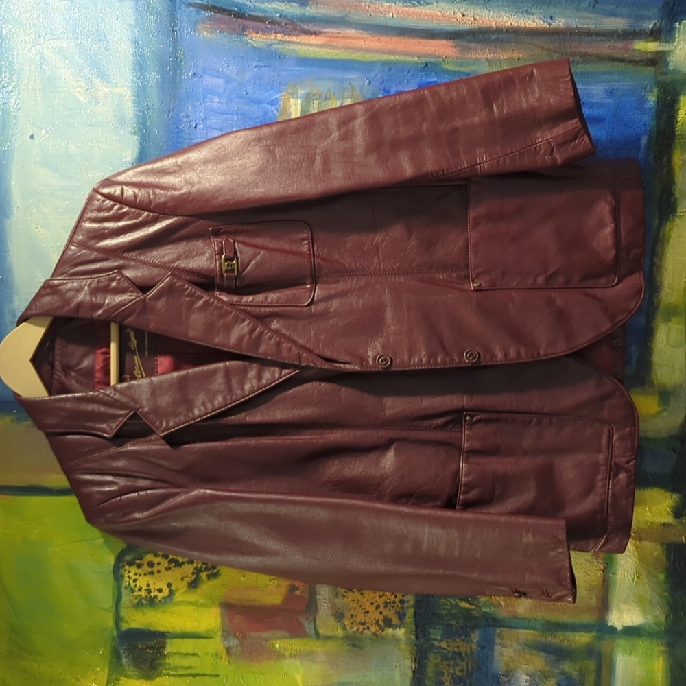 VINTAGE Etienne Aigner deep Burgundy Leather Blazer Jacket 10